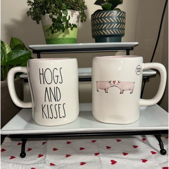 Rae Dunn Other - Set of 2 Rae Dunn HOGS & KISSES Double sided mugs